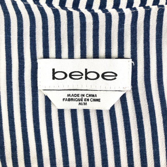Bebe Navy Blue Striped Cold Shoulder Top - Picture 8 of 11